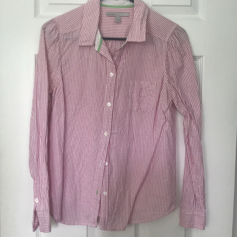 Pink Old Navy Seersucker Button Down shirt